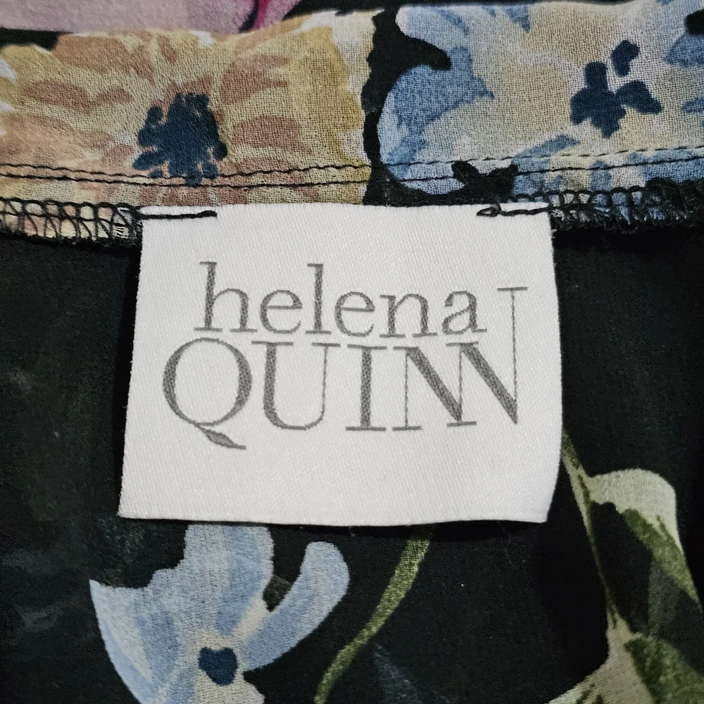 helena Quinn Georgette Kimono Coverup Sheer Black Floral One Size Fits All - Picture 12 of 16